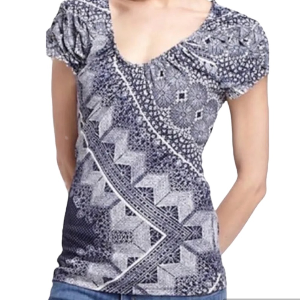 DELETTA ANTHROPOLOGIE Delan Cap Sleeve Boho Cottagecore Peasant Blouse Small
